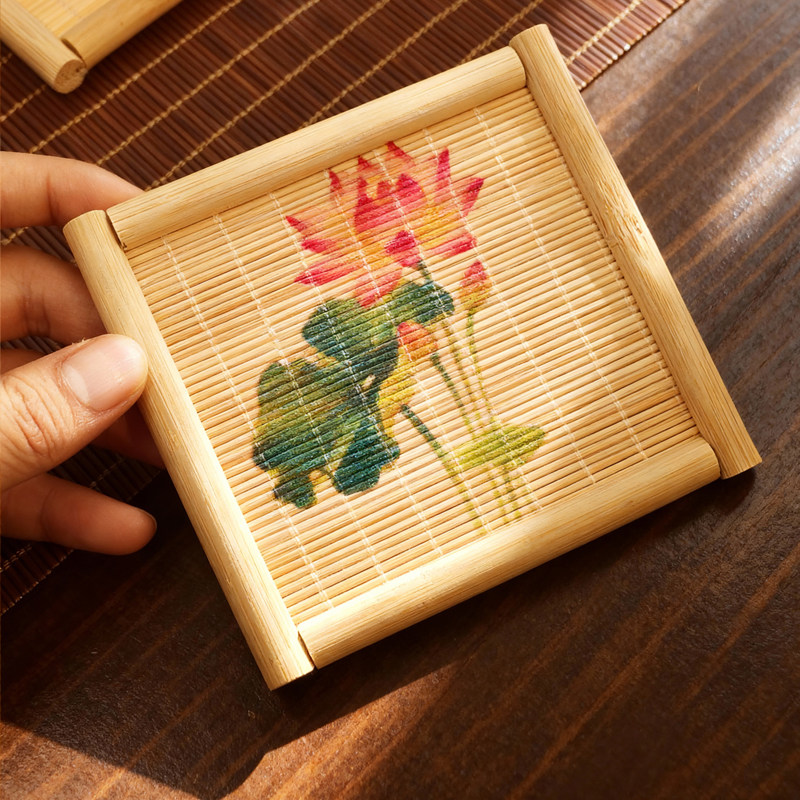 Japanese Tea - Set van 5 natuurlijke bamboe theekopjesonderzetters